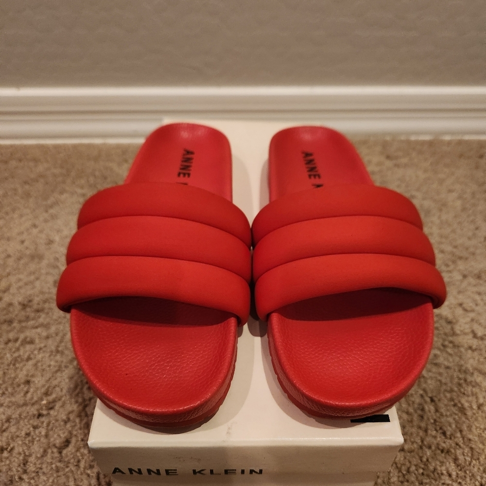 Anne Klein Red iFlex Comfort Slide Sandals
